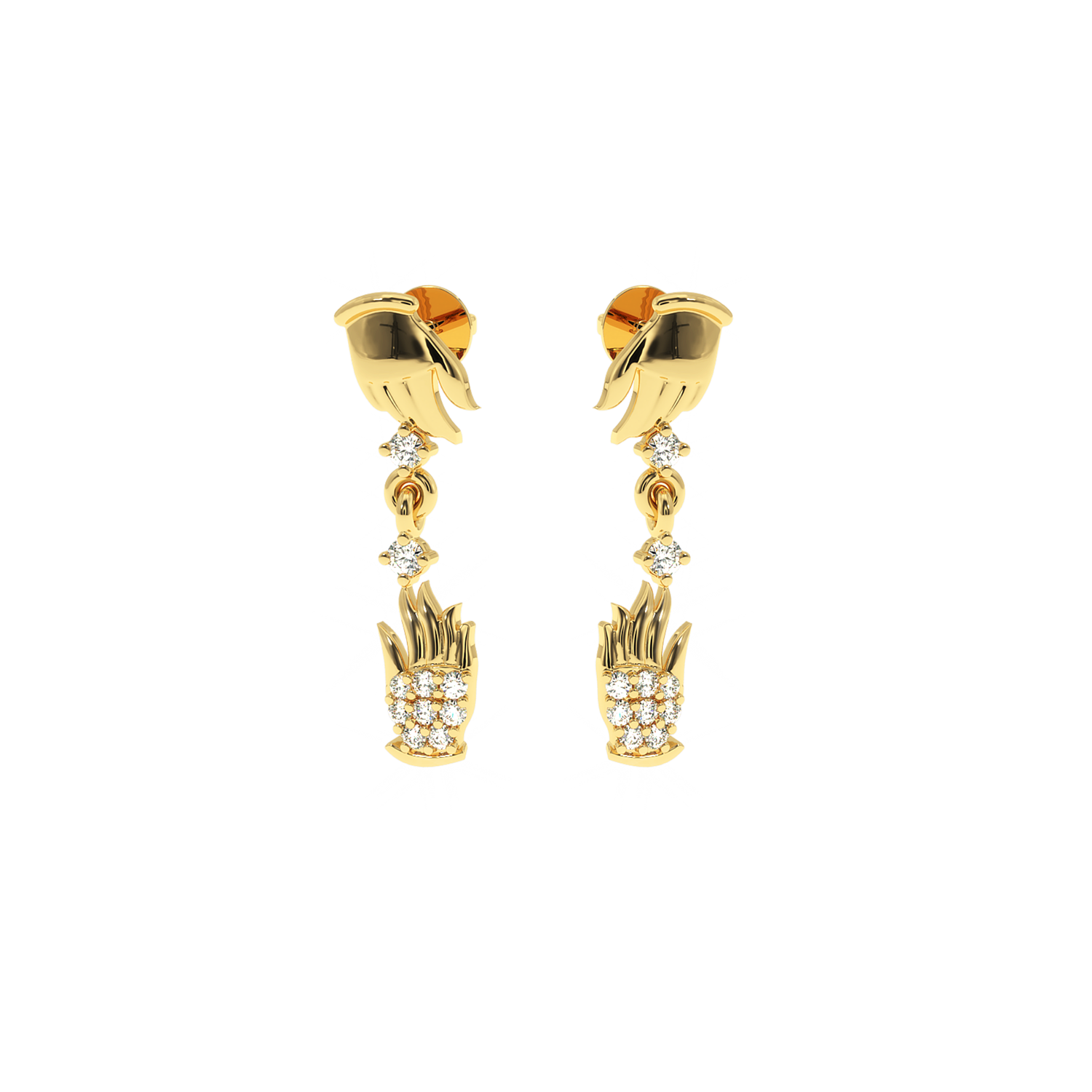 Solitairekart 0.12 Carat Blessing Hands Lab Diamond Earrings |Distinctive & Meaningful Jewelry